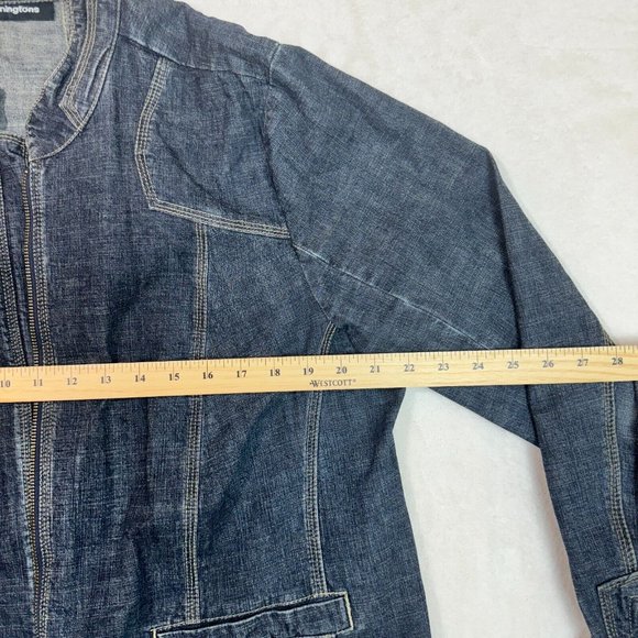 PENNINGTONS Women's 16 Jean Jacket Denim Blue Casual Zip-Up Classic Outerwear - Picture 9 of 16